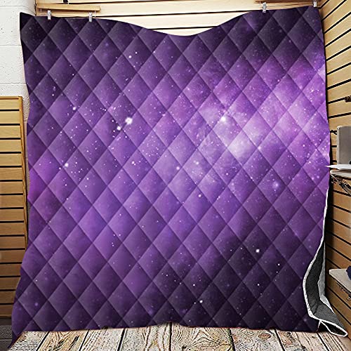 Chickwin Tagesdecke Bettüberwurf Gesteppt, Mikrofaser Galaxis Drucken Tagesdecke Schlafzimmer Steppdecke Decke Überwurf Wohnzimmer Sofaüberwurf für Einzelbett Doppelbett (180x200cm,Lila) von Chickwin-Shop