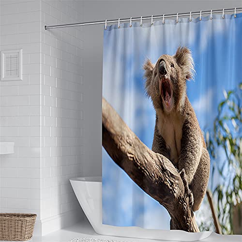 Duschvorhang Wasserdicht, Chickwin 3D Koala Polyester Anti-Schimmel Waschbar Antischimmel Badewanne Shower Curtain mit 12 Ringes- für Badezimmer Vorhänge Decor (Blau,90x180cm) von Chickwin-Shop