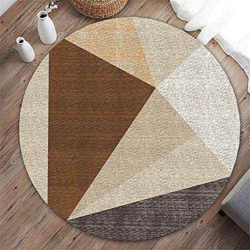 Runder Teppich Innenbereich, Chickw1 Nordischer Stil Stuhlmatte Silent Bodenmatte Wohnzimmer rutschfest und Waschbar Praktische Stuhlunterlage Für Hartholzböden (Khaki Moderne Geometrie,100cm) von Chickwin-Shop