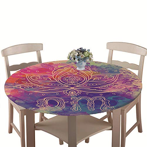 Tischdecke Outdoor Rund 150 cm, Elastisch Tischdecken Abwaschbar Wasserabweisend Lotuseffekt 3D Monstera Garten Tischdecke Mandala Table Cloth, Ideal für 130cm-140cm Tischdecke Outdoor Rund 150 cm, Elastisch Tischdecken Abwaschbar Wasserabweisend Lotuseffekt 3D Monstera Garten Tischdecke Mandala Table Cloth, Ideal für 130cm-140cm von Chickwin-Shop