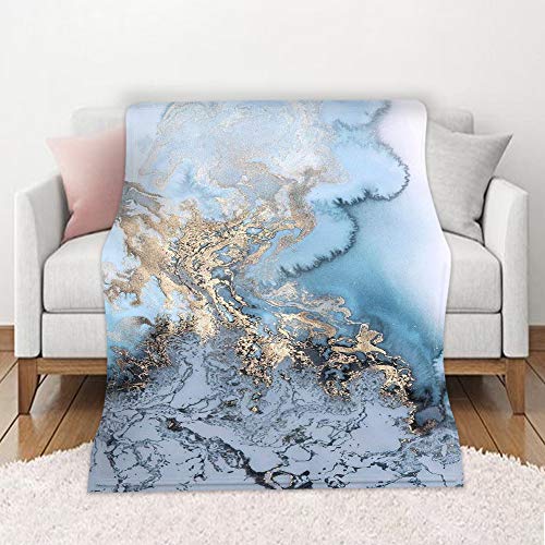 Chickw1 3D Flanelldecke Kuscheldecke, Marmor Super Soft Weiche Wohndecke Warm Flauschige Decke TV-Decke Mikrofaserdecke Sofadecke oder Bettüberwurf Tagesdecke (Blau,130x150cm) von Chickwin