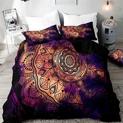 Chickw1 Bettwäsche Set 3D, 3 Teilig Mikrofaser Bettwäsche-Set mit 1 Reißverschluss Bettbezug und 2 Kissenbezug (50x75cm) für Einzelbett Doppelbett (Sternenklarer Himmel,200x200cm) von Chickwin