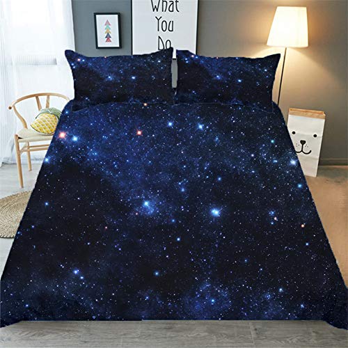 Chickw1 Bettwäsche Set 3D, Star Drucken 3 Teilig Mikrofaser Bettbezug & Kissenbezüge Polyester Hypoallergen Atmungsaktive Bequem Weich und Haltbar mit Reißverschluss (Flackern,135x200cm) von Chickwin