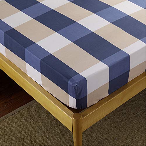 Chickw1 Drucken Spannbetttuch für Boxspringbett, Rutschfestem Spannbettlaken Mikrofaser Matratzenschoner bis 30cm Hohe für Matratzen in Vielen Größen (Blaues Plaid,150x200+25cm) von Chickwin