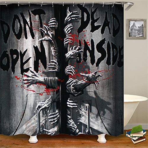 Chickw1 Duschvorhang Anti-Schimmel & Wasserdicht, 3D Gothic Blumen Thriller Schädel Dekoration Duschvorhang mit 12 Duschvorhangringe für Badezimmer (180x200cm,Große Flucht) von Chickwin