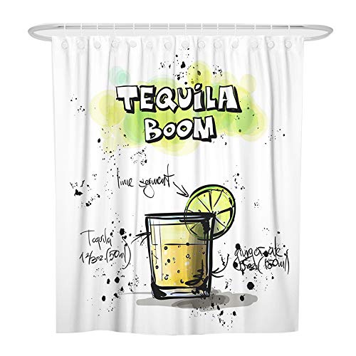Chickw1 Duschvorhang Wasserdicht Anti-Schimmel 3D Eiscreme Drucken Mädchen Polyester Bad Vorhang mit 12 Duschvorhangringe für Badezimmer Decor (Kumquat Soda,180x200cm) von Chickwin