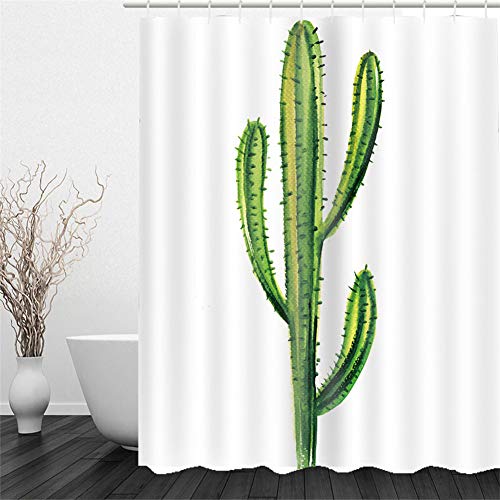 Chickw1 Duschvorhang Wasserdicht Antischimmel,Duschvorhänge mit 3D Pflanze Motiv Badezimmer Polyester Waschbar Bad Vorhang mit 12 Duschvorhangringe Badewanne Vorhang (Grüner Kaktus,150x180cm) von Chickwin