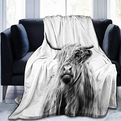 Chickw1 Flanelldecke Kuscheldecke, 3D Tier Drucken Wohndecke Weiche Warm Decke Flauschige TV-Decke Mikrofaserdecke Sofadecke oder Bettüberwurf Tagesdecke (Graue Kuh,130x150cm) von Chickwin