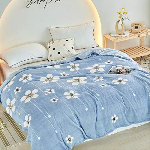 Chickw1 Flanelldecke Kuscheldecke, Nordisch Super Soft Weiche Wohndecke Warm Flauschige Decke TV-Decke Mikrofaserdecke Sofadecke oder Bettüberwurf Tagesdecke (Weiße Blumen,200x230cm) von Chickwin