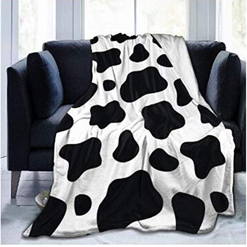 Chickw1 Flanelldecke Kuscheldecke, Super Soft Weiche 3D Drucken Wohndecke Warm Flauschige Decke TV-Decke Mikrofaserdecke Sofadecke oder Bettüberwurf Tagesdecke (150x220cm,Schwarzes Kuh-Muster) von Chickwin