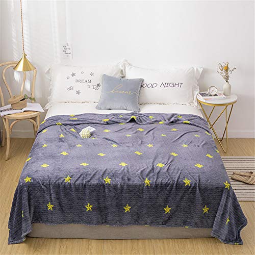 Chickw1 Flanelldecke Kuscheldecke, Super Soft Weiche Wohndecke Warm Flauschige Decke TV-Decke Mikrofaserdecke Sofadecke oder Bettüberwurf Tagesdecke- Pflegeleicht (Gelbe Sterne,180x200cm) von Chickwin