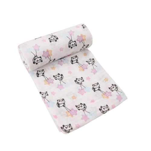 Chickw1 Musselin Babydecke Pucktücher, Cartoon Tiere Baumwolle Badetuch Licht Vielseitig Zwei Lagen Decke Kuscheldecke für Junge,Mädchen, Babys Gesche,Baby Kinderwagen (110x110cm,Panda) von Chickwin