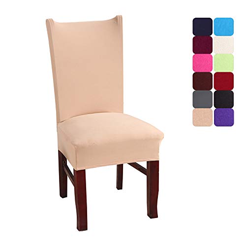 Chickw1 Stuhlhussen 2/4/6/10 Stück Einfarbig, Modern Elastischer Stuhlbezug Abnehmbare Waschbar Für Hochzeit, Hotel, Bankett, Partys Deko Universal Grau Stuhlhussen (10 Stück,Beige) von Chickwin