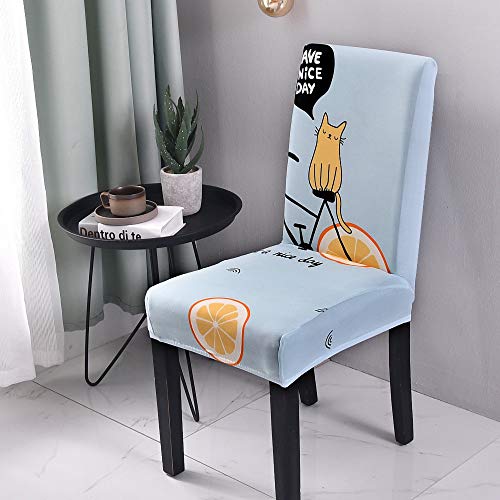 Chickw1 Stuhlhussen 2/4/6 Stück, Elastischer Stuhlbezug Abnehmbare Waschbar Für Hochzeit, Hotel, Bankett, Partys Deko Universal Modern Stuhlhussen (2 Stück,Süße Katze) von Chickwin