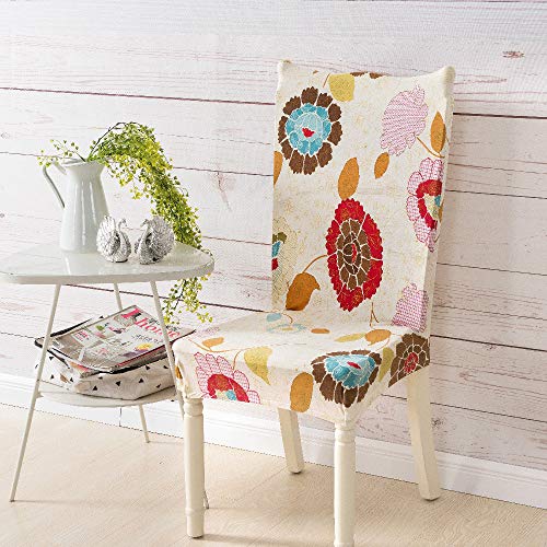 Chickw1 Stuhlhussen 2/4/6 Stück, Elastischer Stuhlbezug Abnehmbare Waschbar Für Hochzeit, Hotel, Bankett, Partys Deko Universal Modern Stuhlhussen (6 Stück,Bunter Lotus) von Chickwin