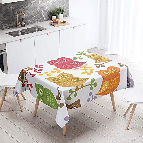 Chickw1 Tischdecke Abwaschbar, Eule 3D-Druck Wasserdicht Polyester Rechteckig Fleckschutz Ölfest Abwaschbar Pflegeleicht Gartentischdecke (Baum,60x60cm) von Chickwin