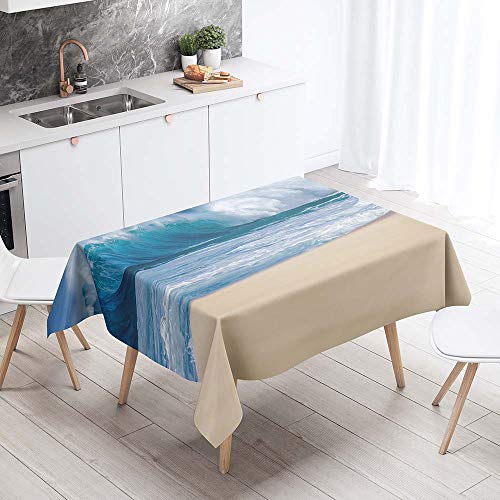 Chickw1 Tischdecke Abwaschbar, Modern Sommer Seestern Druck Wasserdicht Polyester Rechteckig Fleckschutz Ölfest Abwaschbar Pflegeleicht Mehrzweck Gartentischdecke (100x140cm,Sand) von Chickwin