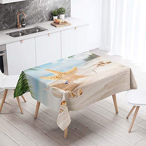 Chickw1 Tischdecke Abwaschbar, Modern Sommer Seestern Druck Wasserdicht Polyester Rechteckig Fleckschutz Ölfest Abwaschbar Pflegeleicht Mehrzweck Gartentischdecke (60x60cm,Strand) von Chickwin
