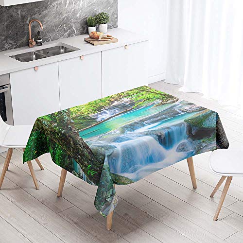 Chickw1 Tischdecke Abwaschbar, Wasserdicht Polyester Rechteckig Fleckschutz Ölfest Abwaschbar Pflegeleicht Mehrzweck Gartentischdecke Wasser Blumenmuster (Baum,100x140cm) von Chickwin