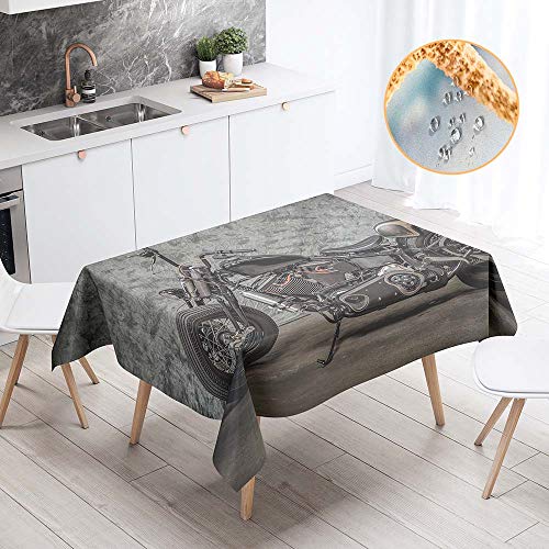 Chickw1 Tischdecke Abwaschbar Polyester, 3D Extremes Motorrad Drucken Rechteckig Pflegeleicht Wasserdicht Fleckschutz Ölfest für Draußen Garten Tischdek Decoration (140x200cm,schwarz) von Chickwin