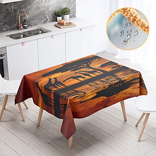 Chickw1 Tischdecke Abwaschbar Polyester, 3D Giraffe Drucken Rechteckig Pflegeleicht Wasserdicht Fleckschutz Ölfest für draußen Outdoor Garten Tischdek Decoration (Abend,60x60cm) von Chickwin