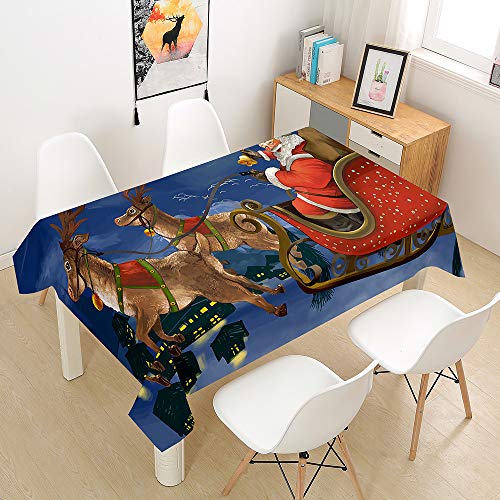 Chickw1 Tischdecke Weihnachten Cartoons Weihnachtsmann Muster Abwaschbar Rechteckig Weihnachten Tischdeko Wasserdicht Ölfest Pflegeleicht Outdoor Garten Tischdecke (C,60x60cm) von Chickwin