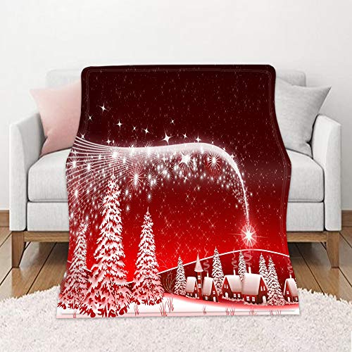Chickw1 Weihnachten 3D Flanelldecke Kuscheldecke, Super Soft Weiche Wohndecke Warm Flauschige Decke TV-Decke Mikrofaserdecke Sofadecke oder Bettüberwurf Tagesdecke (Rot,130x150cm) von Chickwin