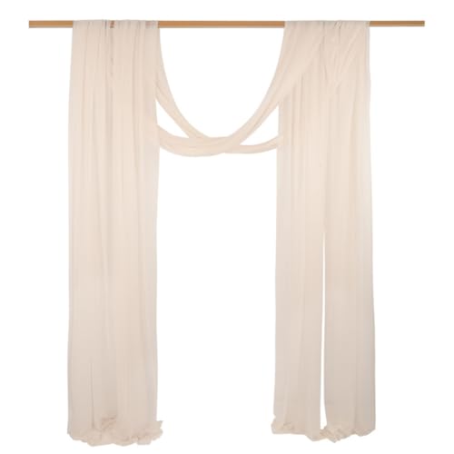 Chickwin 2 Paneele Hochzeit Vorhang Hochzeitsbogen, Tüll Querbehang Stoff Transparent Voile Dekoration für Fotohintergrund Party Torbogen Zeremonie Hochzeitsdeko (Beige,75 * 300cm) von Chickwin
