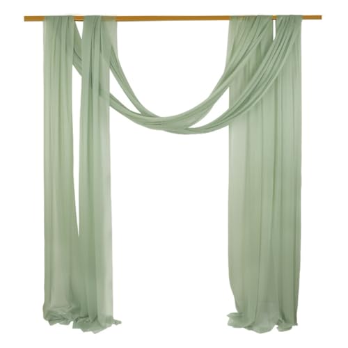 Chickwin 2 Paneele Hochzeit Vorhang Hochzeitsbogen, Tüll Querbehang Stoff Transparent Voile Dekoration für Fotohintergrund Party Torbogen Zeremonie Hochzeitsdeko (Grau-Grün,30 * 300cm) von Chickwin