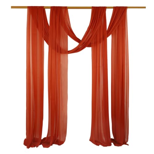 Chickwin 2 Paneele Hochzeit Vorhang Hochzeitsbogen, Tüll Querbehang Stoff Transparent Voile Dekoration für Fotohintergrund Party Torbogen Zeremonie Hochzeitsdeko (Karamell,75 * 600cm) von Chickwin