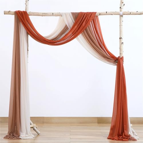 Chickwin 3 Stück Einfarbig Hochzeit Vorhang Innen/Außen Hochzeitsbogen,Hängen Tüll Querbehang Himmelbett Vorhänge,Transparent Voile Dekoration,Fotohintergrund Hochzeitsdeko (Stil 10,75x600cm) von Chickwin