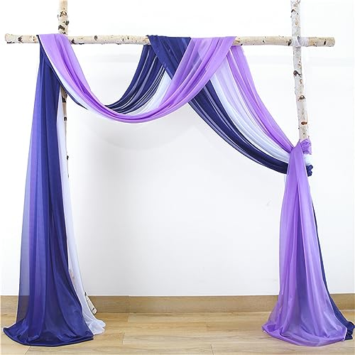 Chickwin 3 Stück Einfarbig Hochzeit Vorhang Innen/Außen Hochzeitsbogen,Hängen Tüll Querbehang Himmelbett Vorhänge,Transparent Voile Dekoration,Fotohintergrund Hochzeitsdeko (Stil 3,75x600cm) von Chickwin