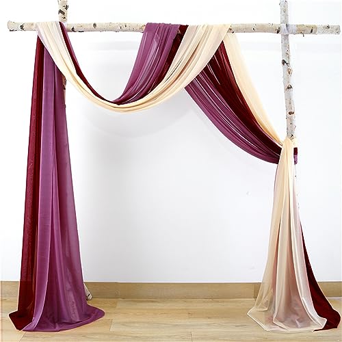 Chickwin 3 Stück Einfarbig Hochzeit Vorhang Innen/Außen Hochzeitsbogen,Hängen Tüll Querbehang Himmelbett Vorhänge,Transparent Voile Dekoration,Fotohintergrund Hochzeitsdeko (Stil 5,75x600cm) von Chickwin