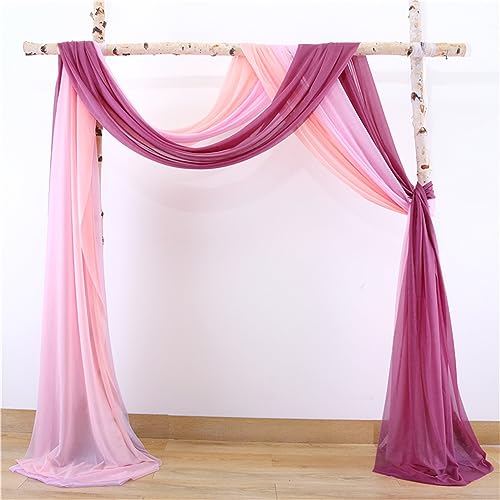 Chickwin 3 Stück Einfarbig Hochzeit Vorhang Innen/Außen Hochzeitsbogen,Hängen Tüll Querbehang Himmelbett Vorhänge,Transparent Voile Dekoration,Fotohintergrund Hochzeitsdeko (Stil 6,75x300cm) von Chickwin