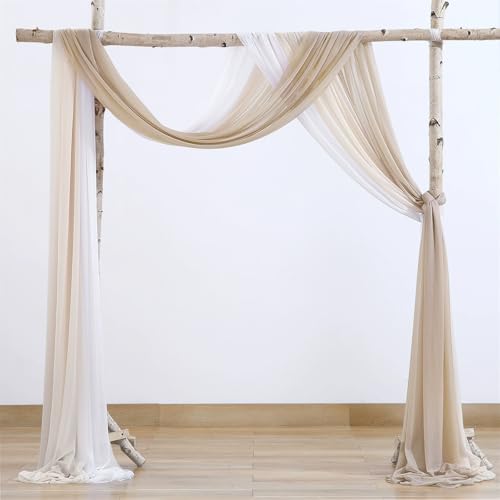 Chickwin 3 Stück Einfarbig Hochzeit Vorhang Innen/Außen Hochzeitsbogen,Hängen Tüll Querbehang Himmelbett Vorhänge,Transparent Voile Dekoration,Fotohintergrund Hochzeitsdeko (Stil 8,75x600cm) von Chickwin