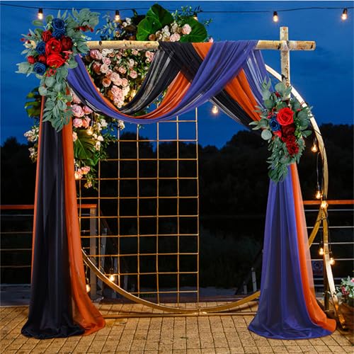 Chickwin 3 Stück Hochzeit Vorhang Hochzeitsbogen, Tüll Querbehang Stoff Transparent Voile Dekoration für Fotohintergrund Party Torbogen Zeremonie Hochzeitsdeko (Halloween-Stil,75x600cm) von Chickwin