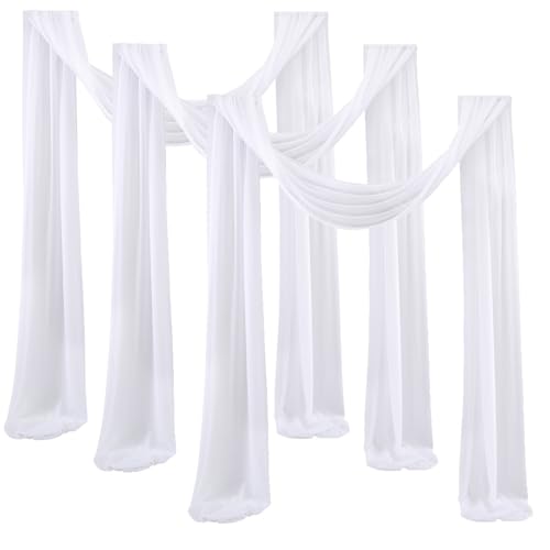 Chickwin 3 Stück Hochzeit Vorhang Hochzeitsbogen, Tüll Querbehang Stoff Transparent Voile Dekoration für Fotohintergrund Party Torbogen Zeremonie Hochzeitsdeko (Weiß,75x600cm) von Chickwin