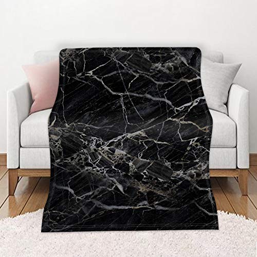 Chickwin 3D Flanelldecke Kuscheldecke, Marmor Super Soft Weiche Wohndecke Warm Flauschige Decke TV-Decke Mikrofaserdecke Sofadecke oder Bettüberwurf Tagesdecke (Schwarz,150x200cm) von Chickwin