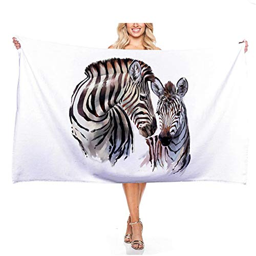 Chickwin 3D Microfaser Strandtuch Große Handtuch Leicht Tragbar Rechteckig Badetuch Bad Pool Badetuch Reise Urlaub Strand Geschenk (Zebra,150 * 180cm) von Chickwin