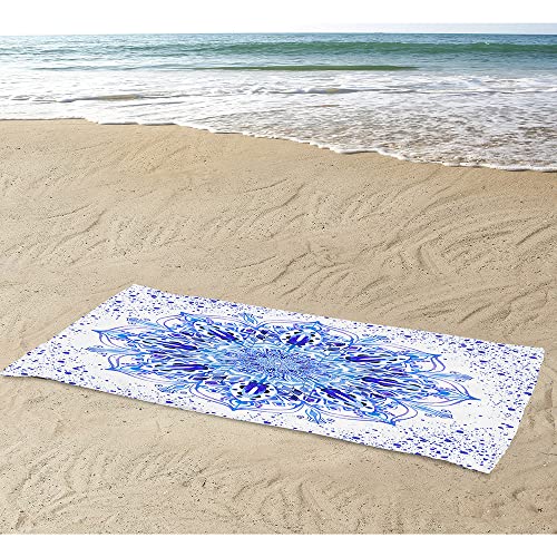 Chickwin 3D Muster Microfaser Strandtuch Große Handtuch Leicht Tragbar Rechteckig Badetuch Schnelle Trockene Bad Pool Badetuch Reise Urlaub Strand Geschenk (blaues aquarell,80x180cm) von Chickwin