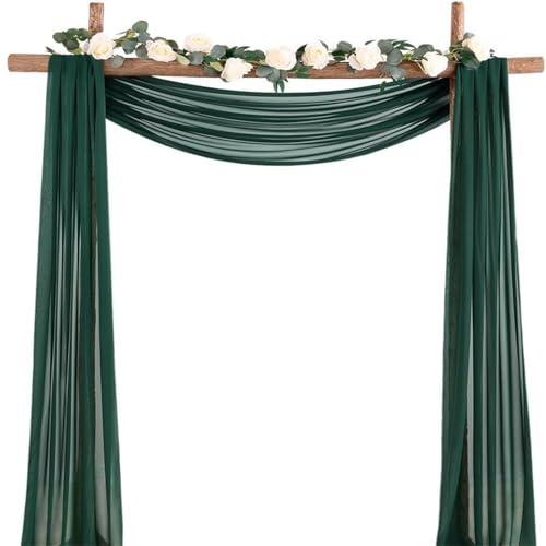Chickwin 8 Farben Hochzeit Vorhang Hochzeitsbogen,Elegant Hängend Tüll Querbehang Himmelbett Vorhänge,Transparent Voile Dekoration,Außen Fotohintergrund Party Hochzeitsdeko (Dunkelgrün,75x900cm) von Chickwin
