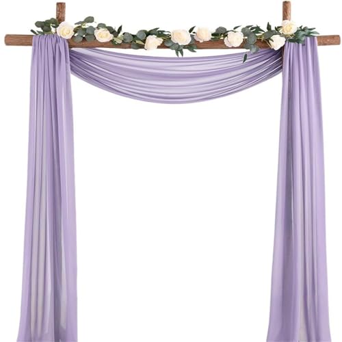 Chickwin 8 Farben Hochzeit Vorhang Hochzeitsbogen,Elegant Hängend Tüll Querbehang Himmelbett Vorhänge,Transparent Voile Dekoration,Außen Fotohintergrund Party Hochzeitsdeko (Lila,75x200cm) von Chickwin