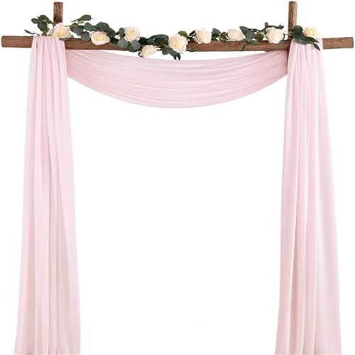 Chickwin 8 Farben Hochzeit Vorhang Hochzeitsbogen,Elegant Hängend Tüll Querbehang Himmelbett Vorhänge,Transparent Voile Dekoration,Außen Fotohintergrund Party Hochzeitsdeko (Rosa,75x200cm) von Chickwin