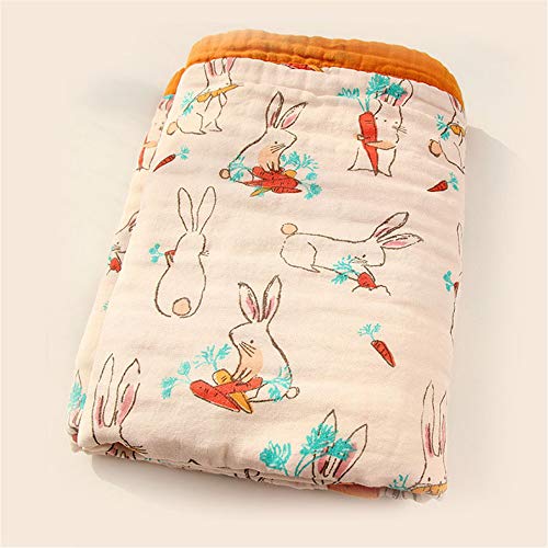 Chickwin Baby Musselin Babydecke Kuscheldecke, Superweich Baumwolle Kinderdecke Krabbeldecke Perfekt für Kinder et Baby Kinderwagen, Kleinkindbett und Babyschale (110*110cm,Orange) von Chickwin