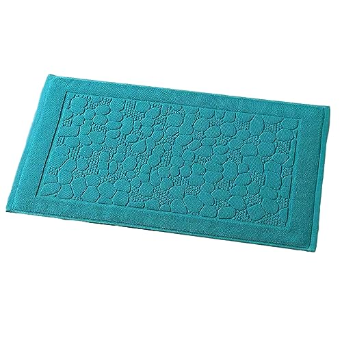 Chickwin Badvorleger Badematte, Frottee Frottier Duschvorleger Badteppich Weich Saugfähig Waschbar und Flegeleicht Fußtuch - 75 x 45 cm (45x75cm,Blaue Steine) von Chickwin