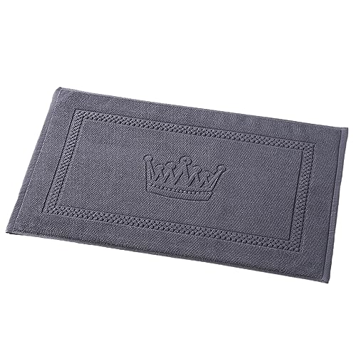 Chickwin Badvorleger Badematte, Frottee Frottier Duschvorleger Badteppich Weich Saugfähig Waschbar und Flegeleicht Fußtuch - 75 x 45 cm (45x75cm,Graue Krone) von Chickwin