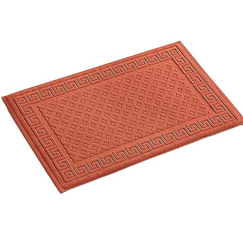 Chickwin Badvorleger Badematte, Frottee Frottier Duschvorleger Badteppich Weich Saugfähig Waschbar und Flegeleicht Fußtuch - 75 x 45 cm (45x75cm,Orange) von Chickwin