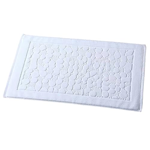 Chickwin Badvorleger Badematte, Frottee Frottier Duschvorleger Badteppich Weich Saugfähig Waschbar und Flegeleicht Fußtuch - 75 x 45 cm (45x75cm,Weiße Kiesel) von Chickwin