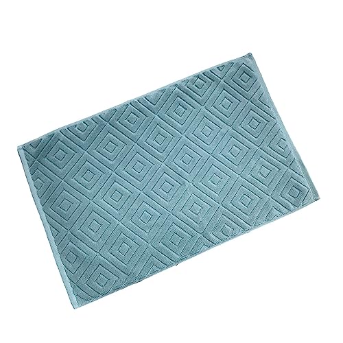 Chickwin Badvorleger Badematte, Rhombus Frottee Frottier Duschvorleger Badteppich Weich Saugfähig Waschbar und Flegeleicht Fußtuch (40x60cm,Blau) von Chickwin