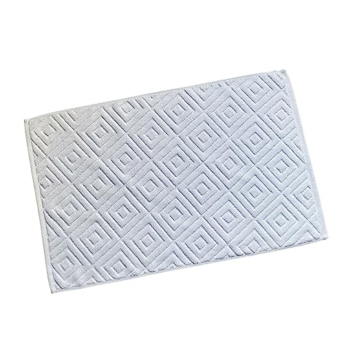 Chickwin Badvorleger Badematte, Rhombus Frottee Frottier Duschvorleger Badteppich Weich Saugfähig Waschbar und Flegeleicht Fußtuch (40x60cm,Weiss) von Chickwin